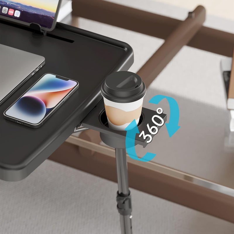 ALIPOP X TV Tray Table, Large TV Dinner Tray for Eating, Adjustable Folding Laptop Table with Book Stand, Cup Holder & Tablet Slot on Couch & Bed, Black - Image 4